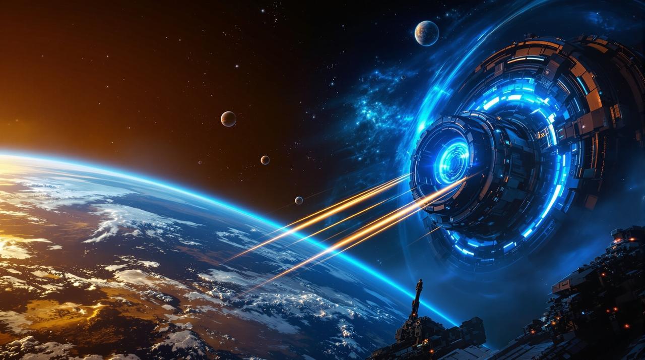 啪啪视频官网首屏的科幻题材氛围图：地球与太空